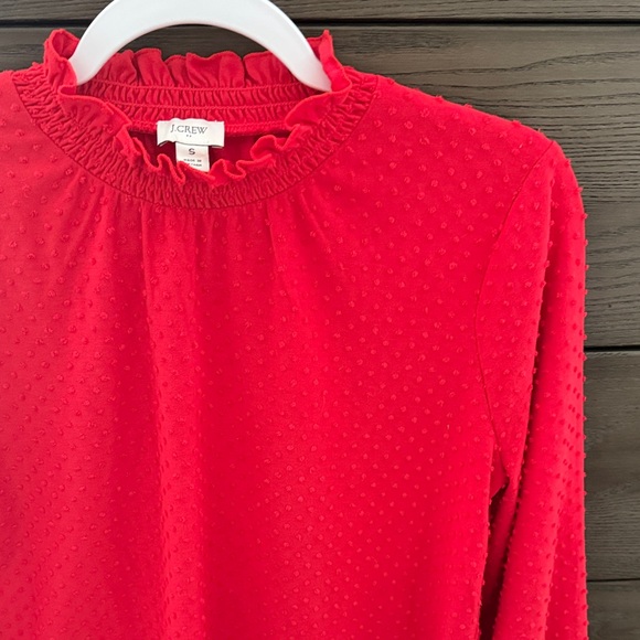 J Crew Red Textured Ruffle Blouse - Picture 3 of 5
